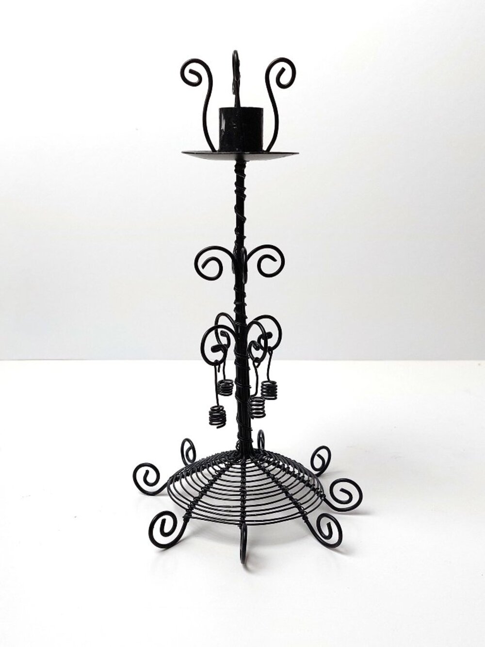 Vintage IKEA Black Metal Candle Holder Candlestick Scrollwork Halloween Vibes